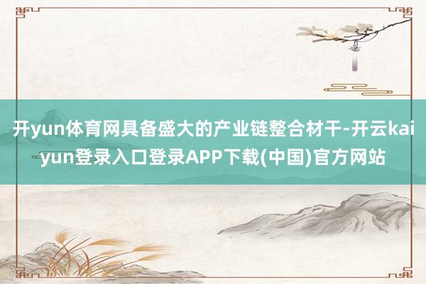 开yun体育网具备盛大的产业链整合材干-开云kaiyun登录入口登录APP下载(中国)官方网站