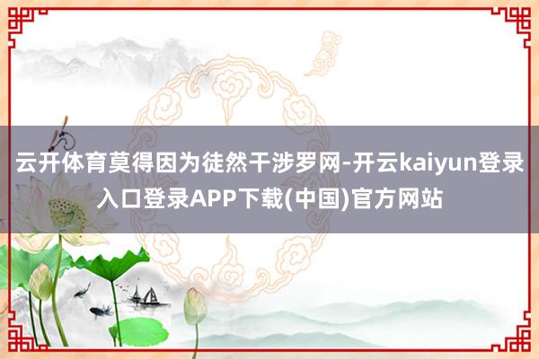 云开体育莫得因为徒然干涉罗网-开云kaiyun登录入口登录APP下载(中国)官方网站