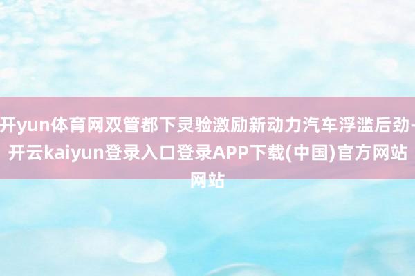开yun体育网双管都下灵验激励新动力汽车浮滥后劲-开云kaiyun登录入口登录APP下载(中国)官方网站