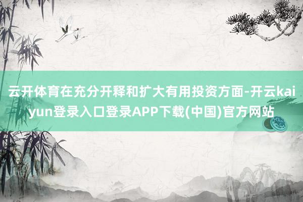 云开体育在充分开释和扩大有用投资方面-开云kaiyun登录入口登录APP下载(中国)官方网站
