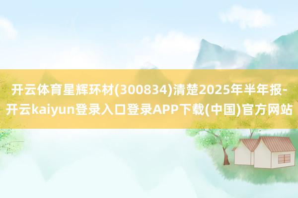 开云体育星辉环材(300834)清楚2025年半年报-开云kaiyun登录入口登录APP下载(中国)官方网站